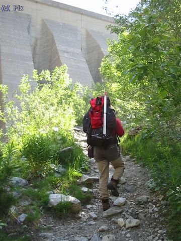 saliendo del parking en la presa de Cavallers