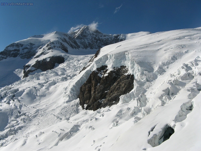 Glaciar de Lys desde la ventana de Gnifetti, por la tarde desaparecioeron todas las nubes