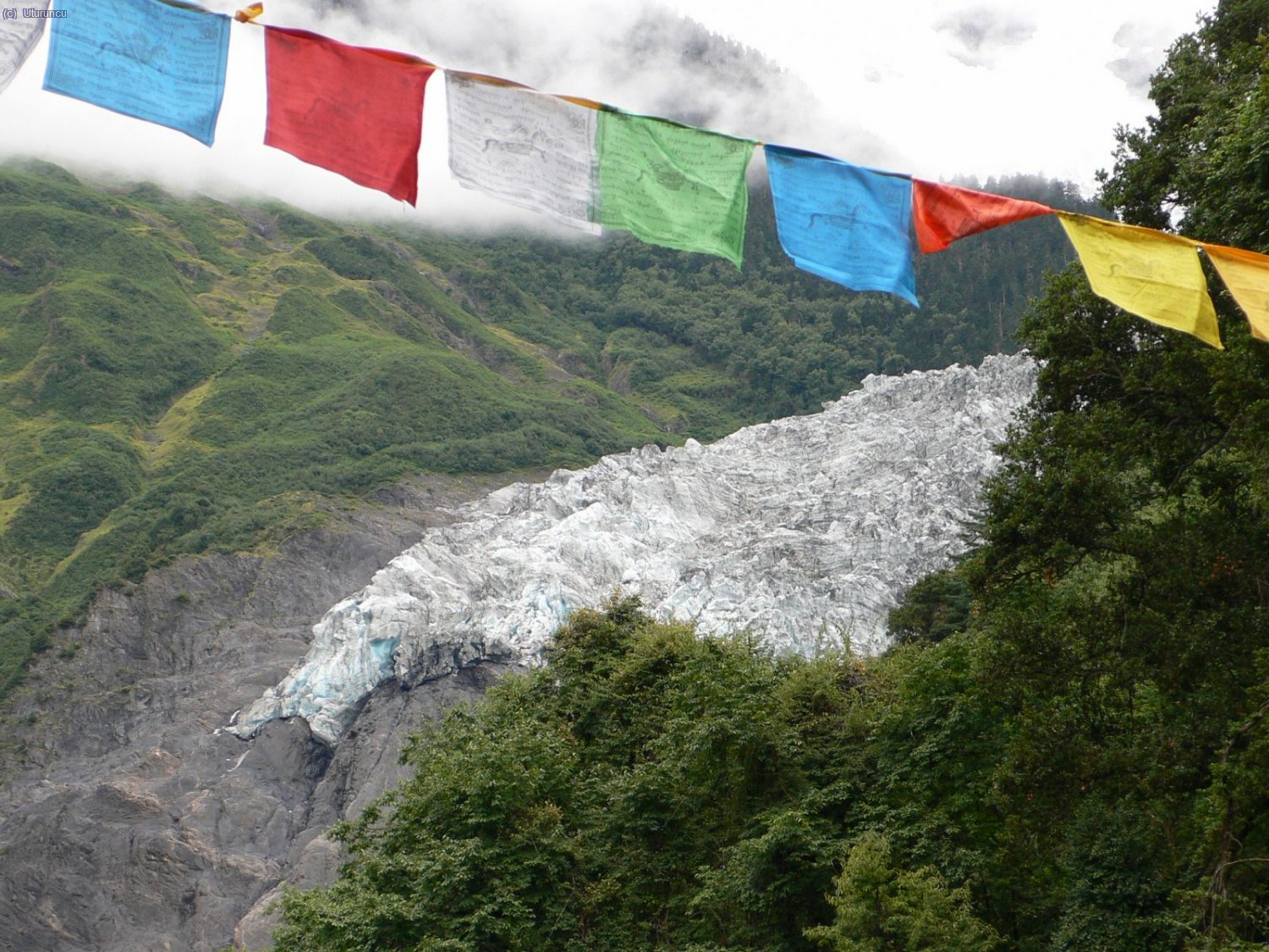 Glaciar de Mingyong, uno de los que llegan hasta más bajito en el Himalaya (solo hasta unos 2800m)